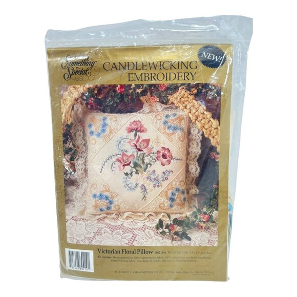 Something Special Candlewicking Embroidery Kit For Victorian Floral Pillow - Picture 1 of 4